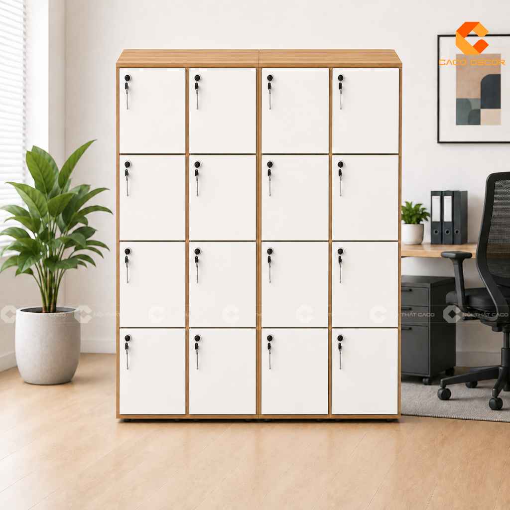Tủ locker gỗ LK03 16 ngăn có khóa