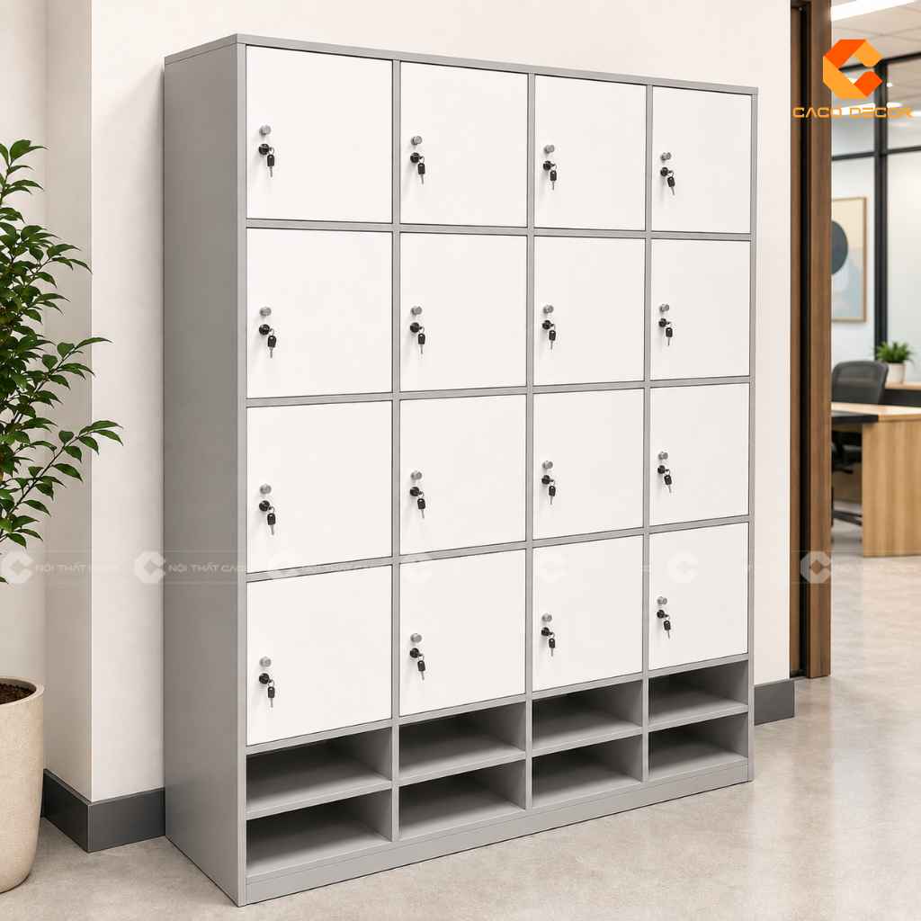Tủ locker gỗ LK04 16 ngăn có khóa