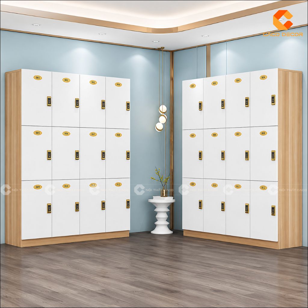 Tủ locker gỗ LK07 nhiều ngăn hiện đại