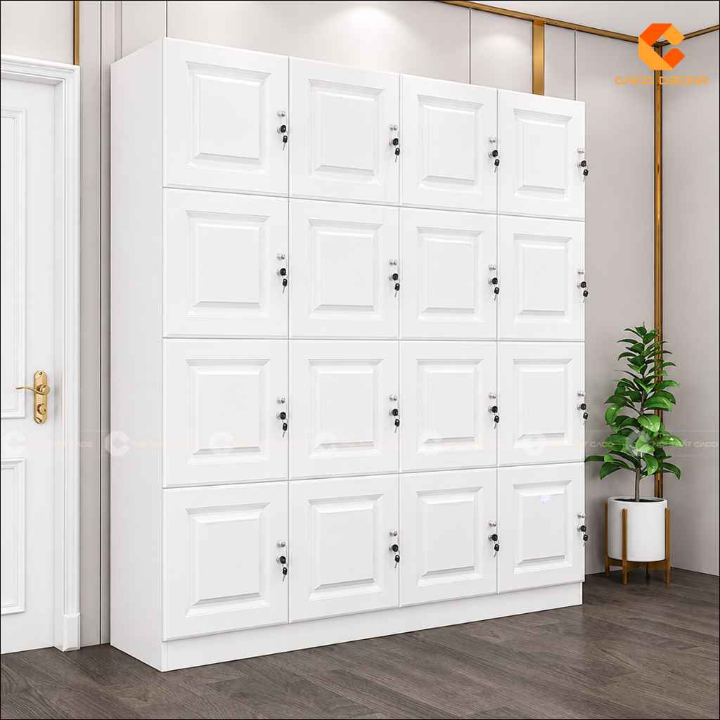 Tủ locker LK08 nhiều ngăn màu trắng