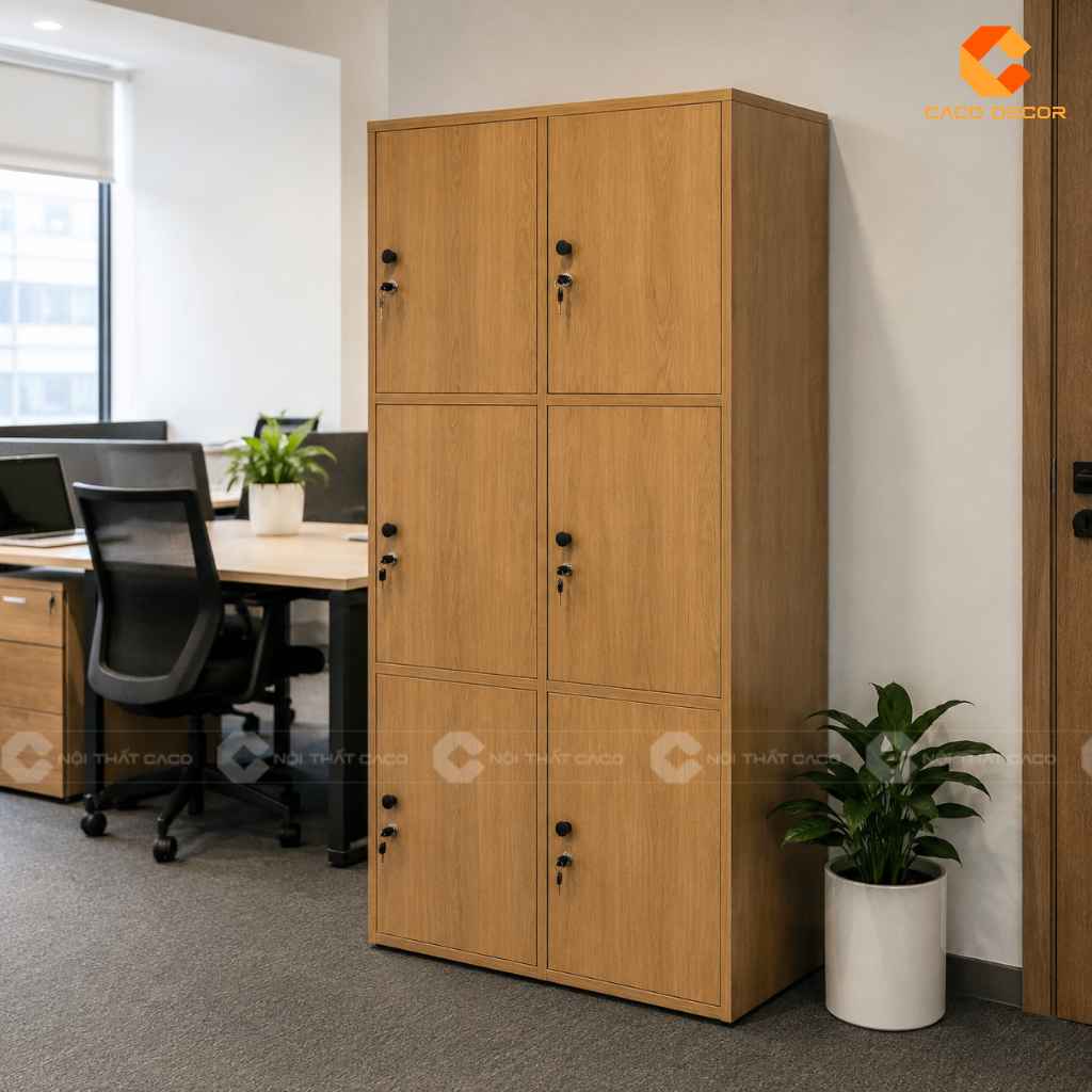 Tủ locker nhiều ngăn 6 ô đặt tại văn phòng nhỏ