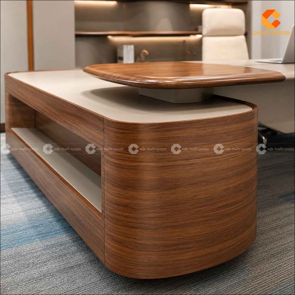Tủ phụ bo cong đồng bộ với bàn làm việc giám đốc BGD069