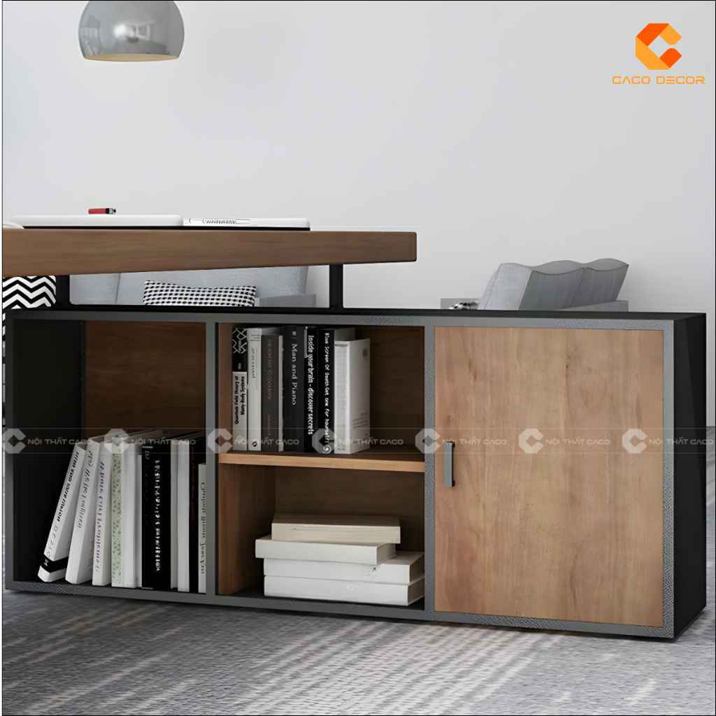 Tủ phụ bàn giám đốc BGD066 chia khoang lưu trữ và cánh kín