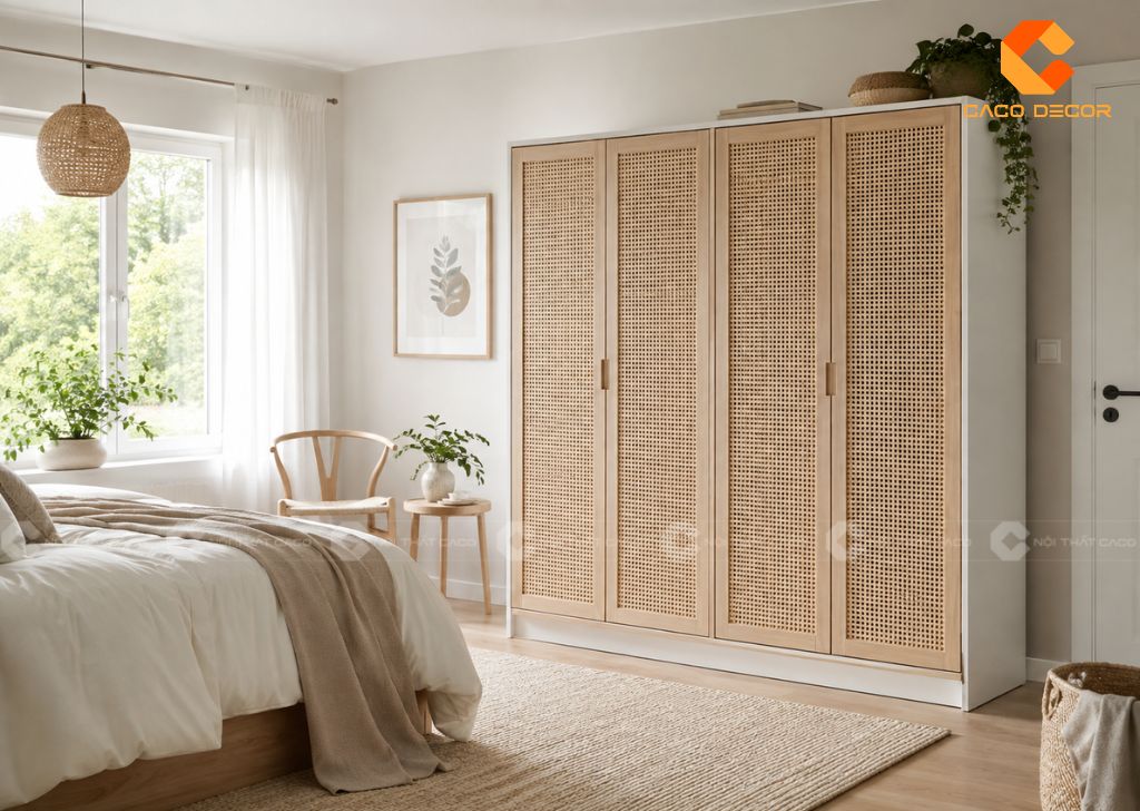 29 Mẫu Tủ Quần Áo Cánh Mây Đẹp, Thoáng Và Sang Trọng 4