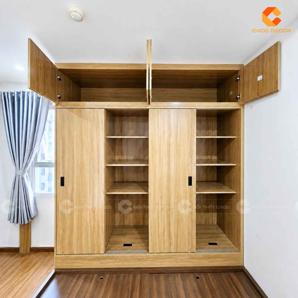 Thi công ngăn trên tủ quần áo gỗ chị Thanh Bình Đông