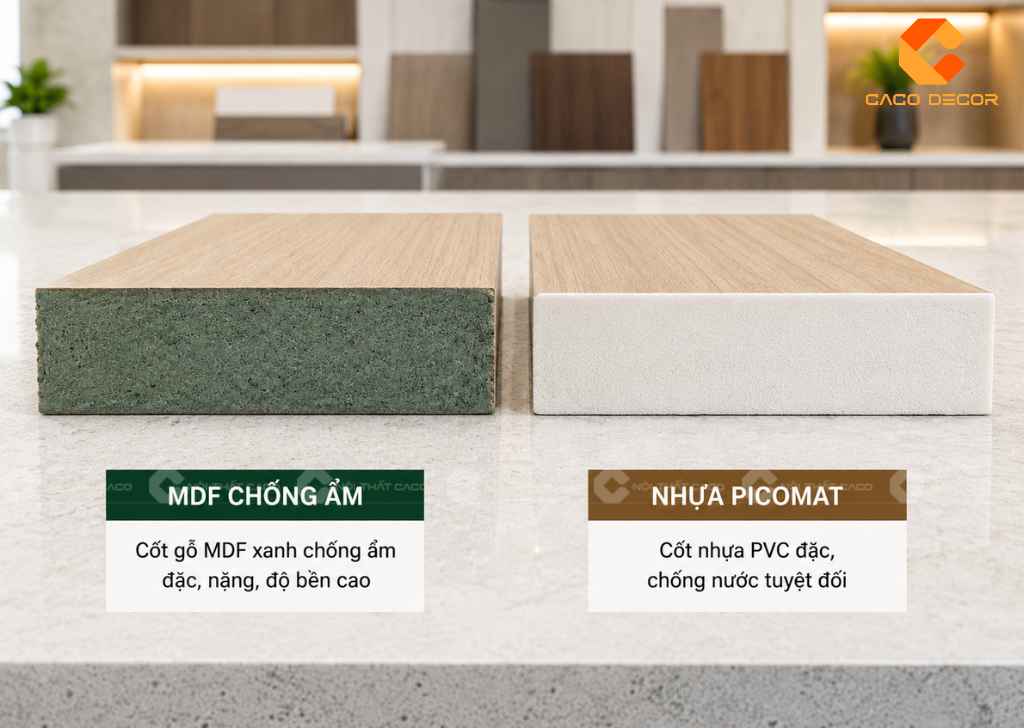 So sánh MDF chống ẩm và nhựa Picomat