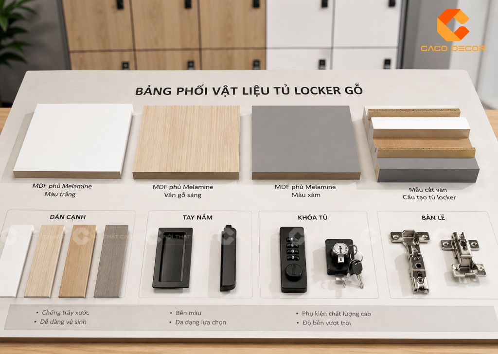Bảng vật liệu MDF phủ Melamine làm tủ locker