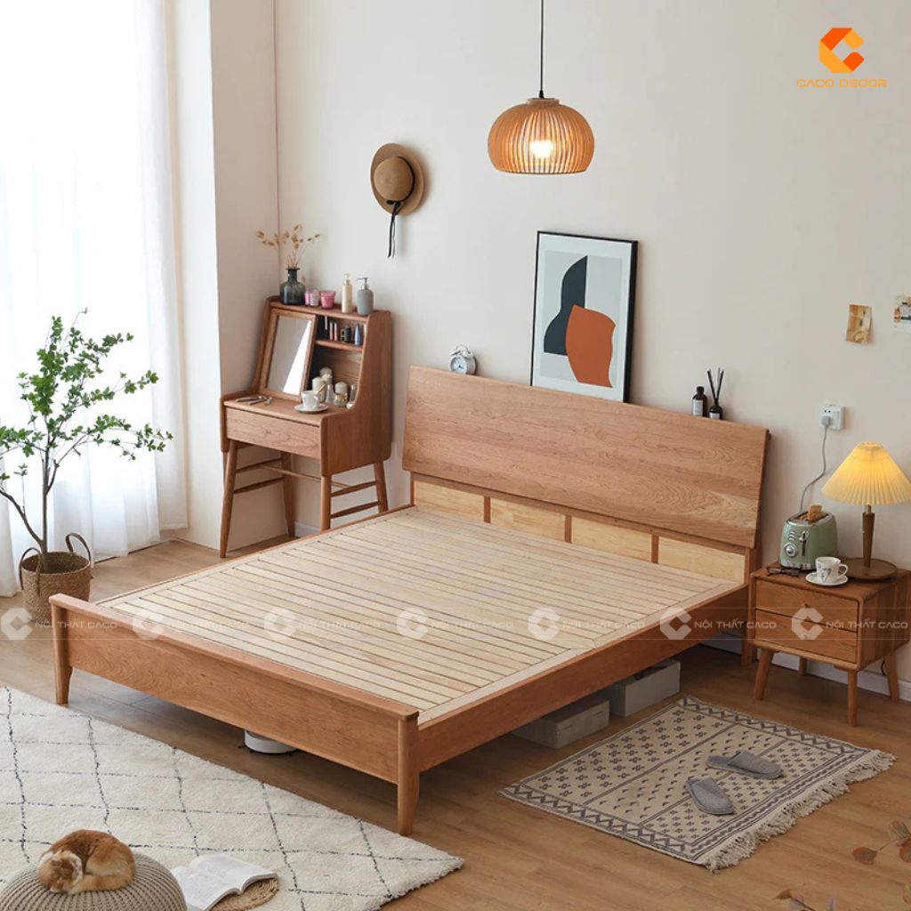 Giường ngủ gỗ tự nhiên GNTN081 phù hợp mọi không gian