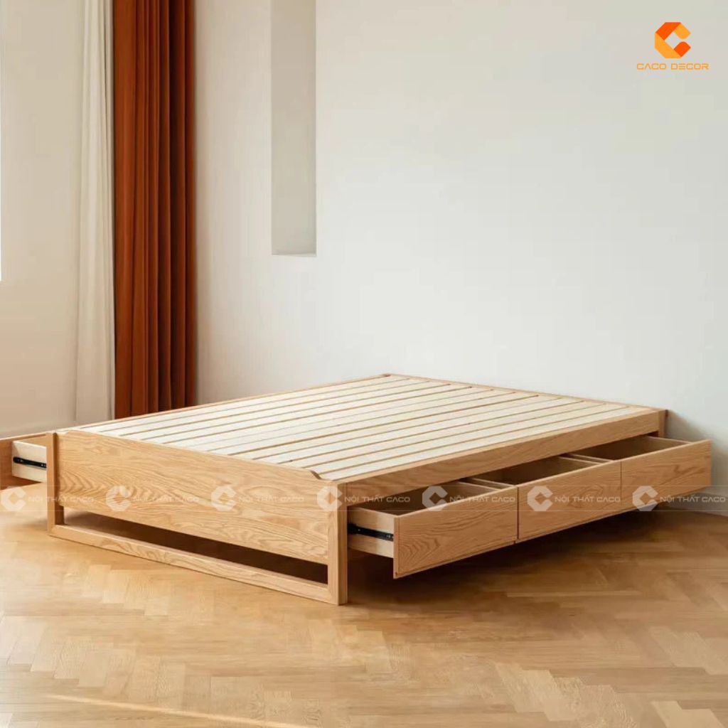 Giường Ngủ Gỗ Tự Nhiên GNTN082 Thiết Kế Hộc Kéo Thông Minh 4