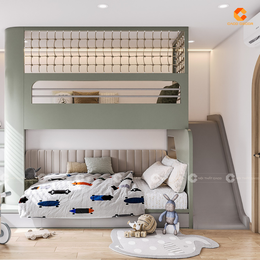Mẫu giường tầng GT027 tích hợp cầu trượt