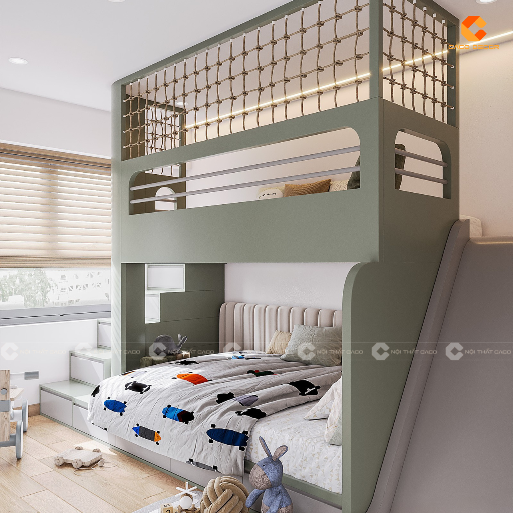 Không gian ngủ tầng dưới thoải mái