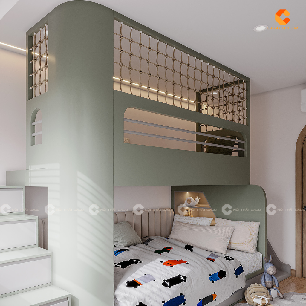Giường tầng GT027 gia công từ gỗ công nghiệp MDF