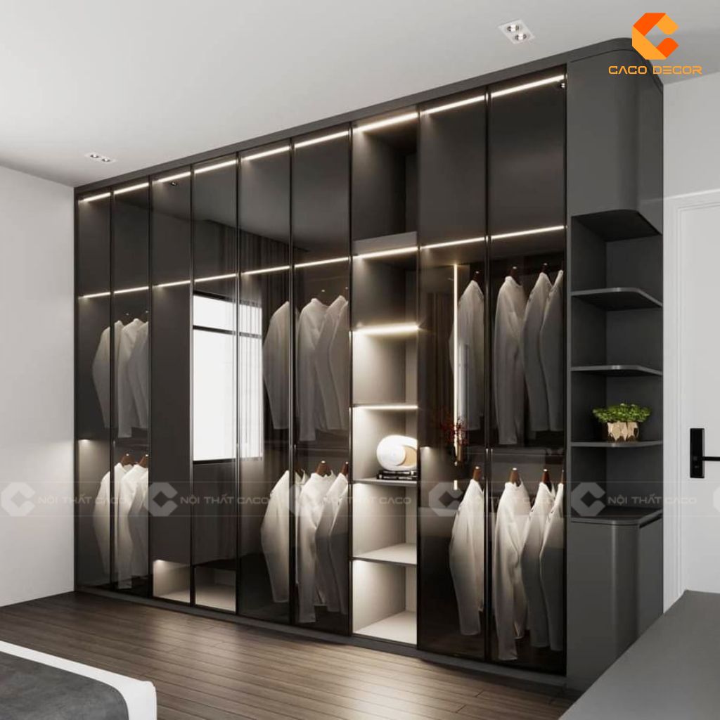 Mẫu tủ quần áo cánh kính kịch trần sang trọng