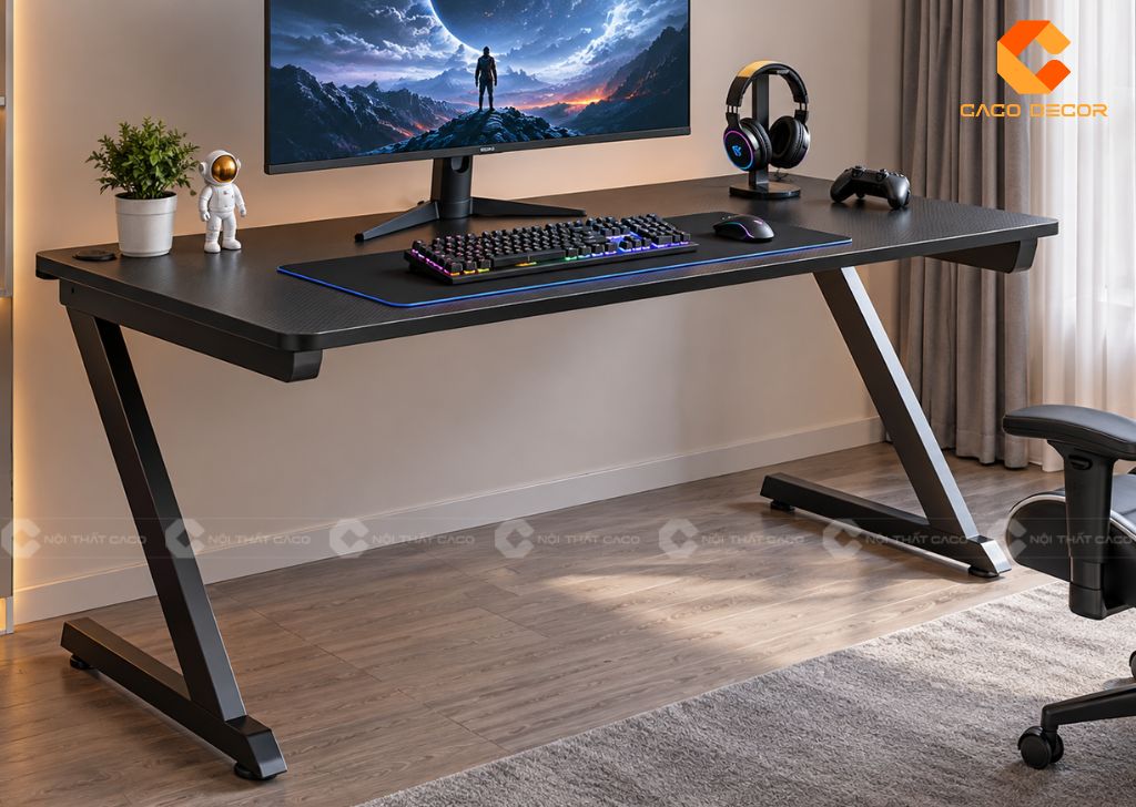  Bàn gaming khung chân sắt mặt gỗ chữ Z