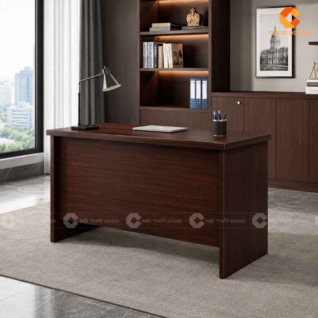 Bàn giám đốc 1m2 nhỏ gọn màu gỗ trầm