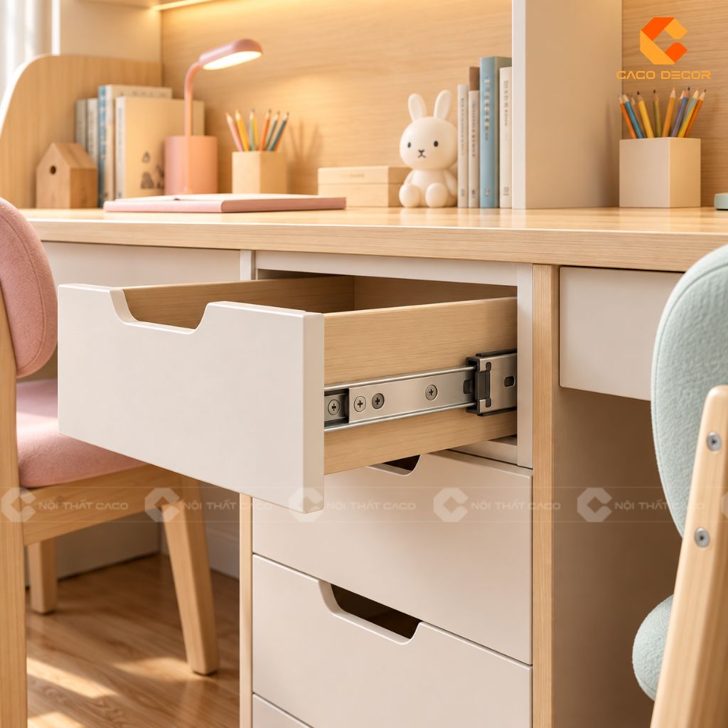 Bàn Học Đôi Gỗ Công Nghiệp BHTE051 Hiện Đại Cho Hai Bé 1