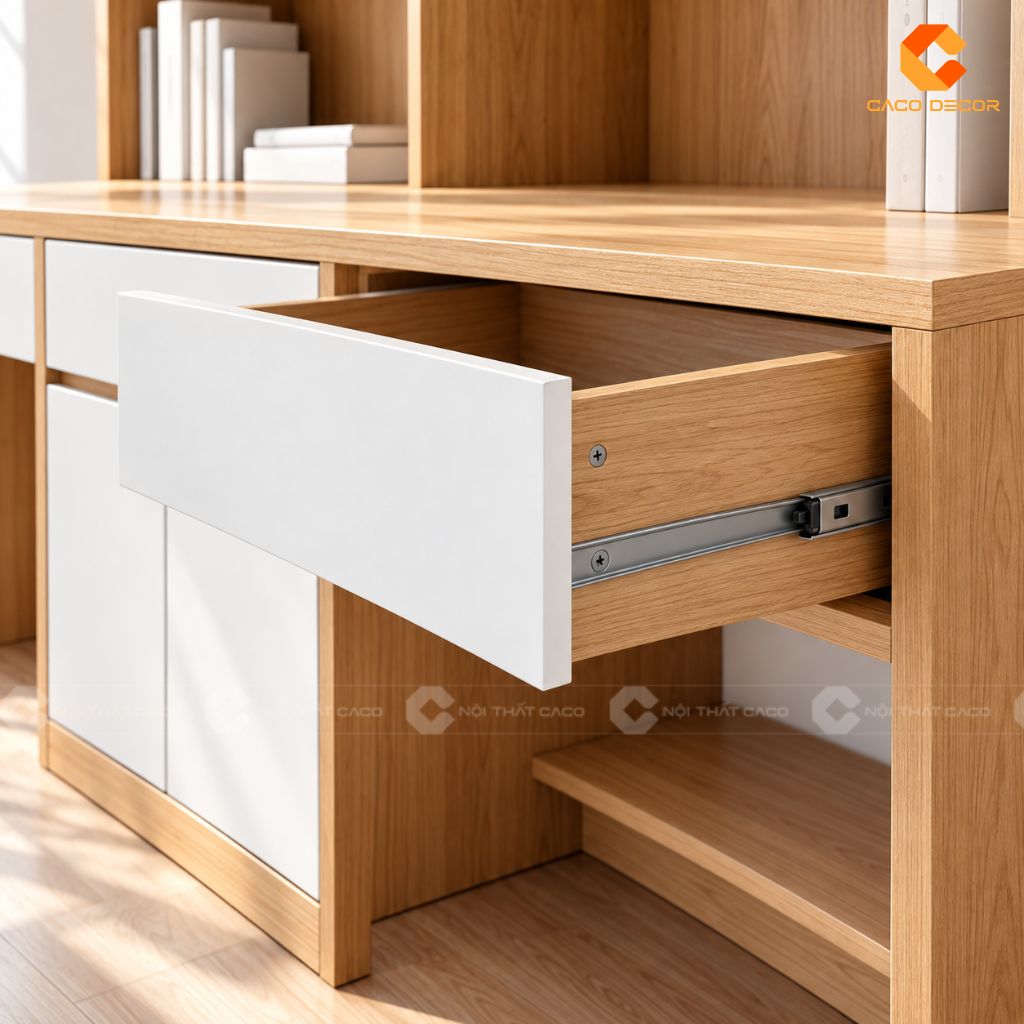 Bàn Học Đôi Gỗ Công Nghiệp BHTE054 Tiện Nghi Cho Bé 2