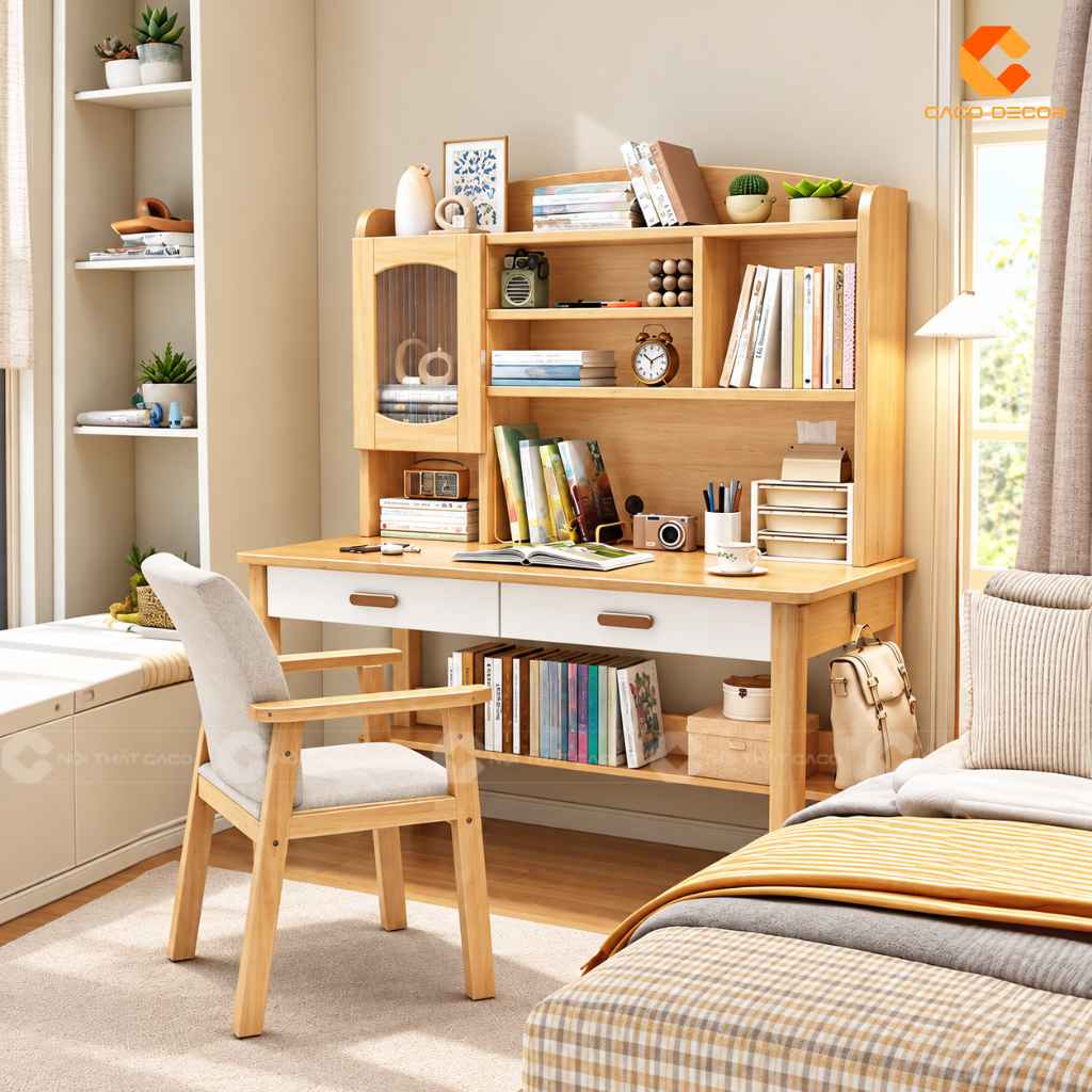Bàn Học Trẻ Em Gỗ Tự Nhiên BHTE053 Thiết Kế Tiện Dụng 5