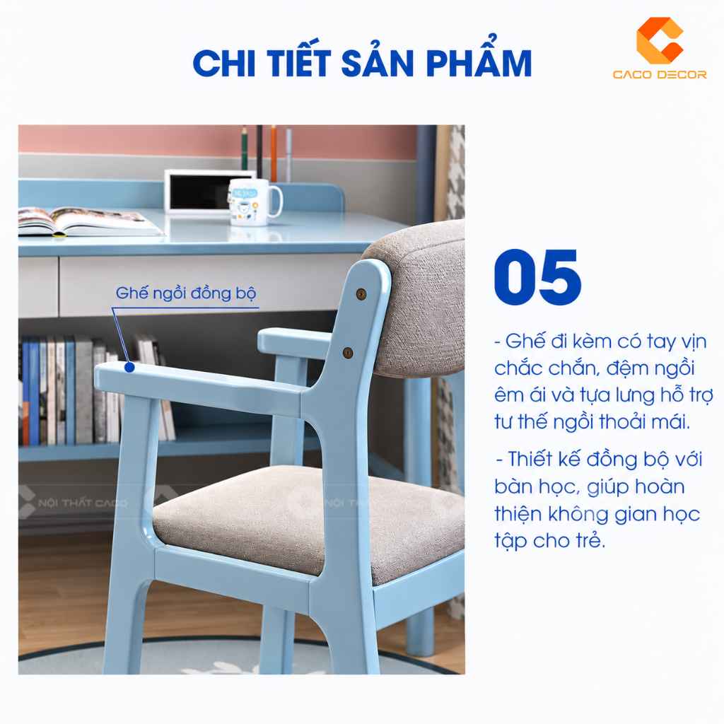Ghế ngồi đồng bộ với bàn học trẻ em gỗ tự nhiên BHTE047
