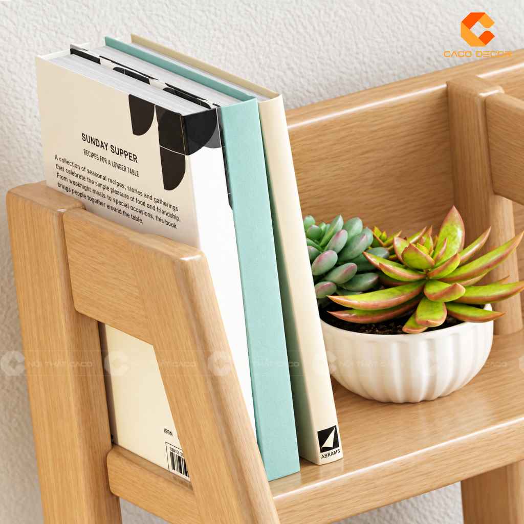 Bàn Học Trẻ Em Gỗ Tự Nhiên BHTE048 Kèm Kệ Tiện Dụng 4