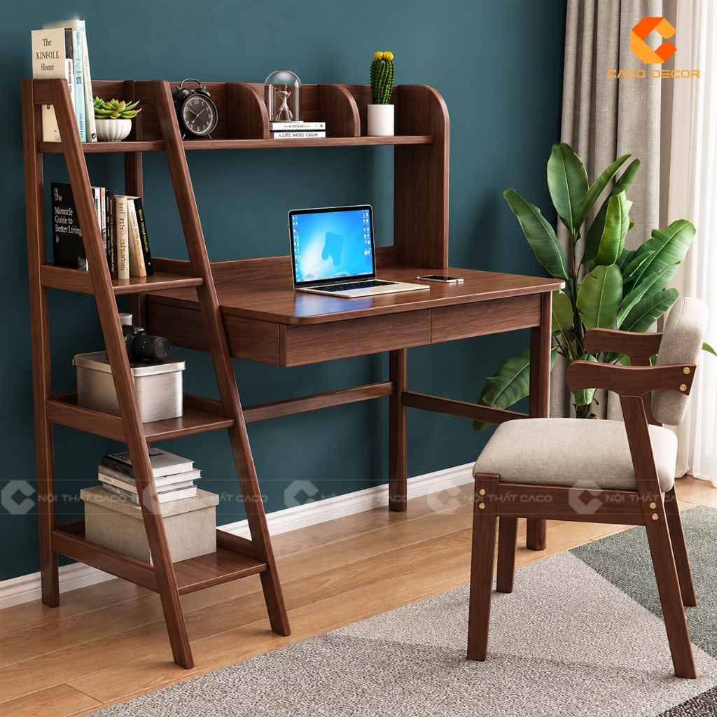 Bàn Học Trẻ Em Gỗ Tự Nhiên BHTE048 Kèm Kệ Tiện Dụng 6
