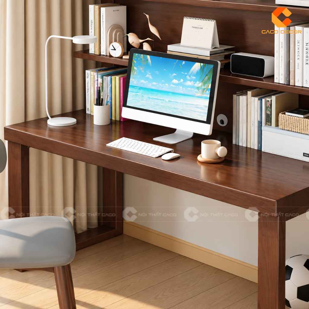 Bàn Học Trẻ Em Gỗ Tự Nhiên BHTE049 Kèm Kệ Sách Tiện Dụng 5