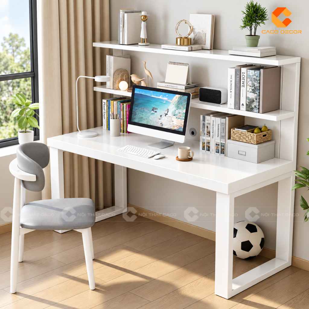 Bàn học trẻ em gỗ tự nhiên BHTE049 màu trắng sáng hiện đại
