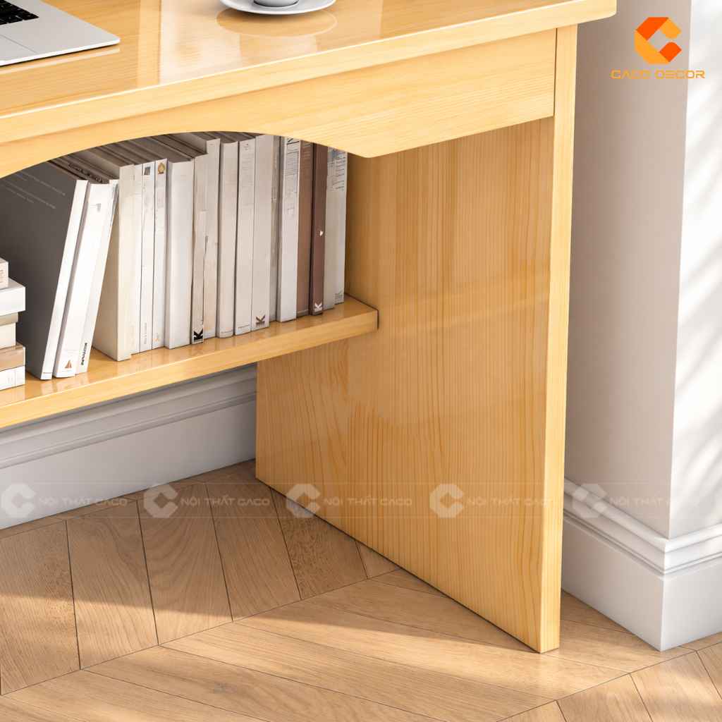 Bàn Học Trẻ Em Gỗ Tự Nhiên BHTE050 Kèm Kệ Tiện Dụng 4