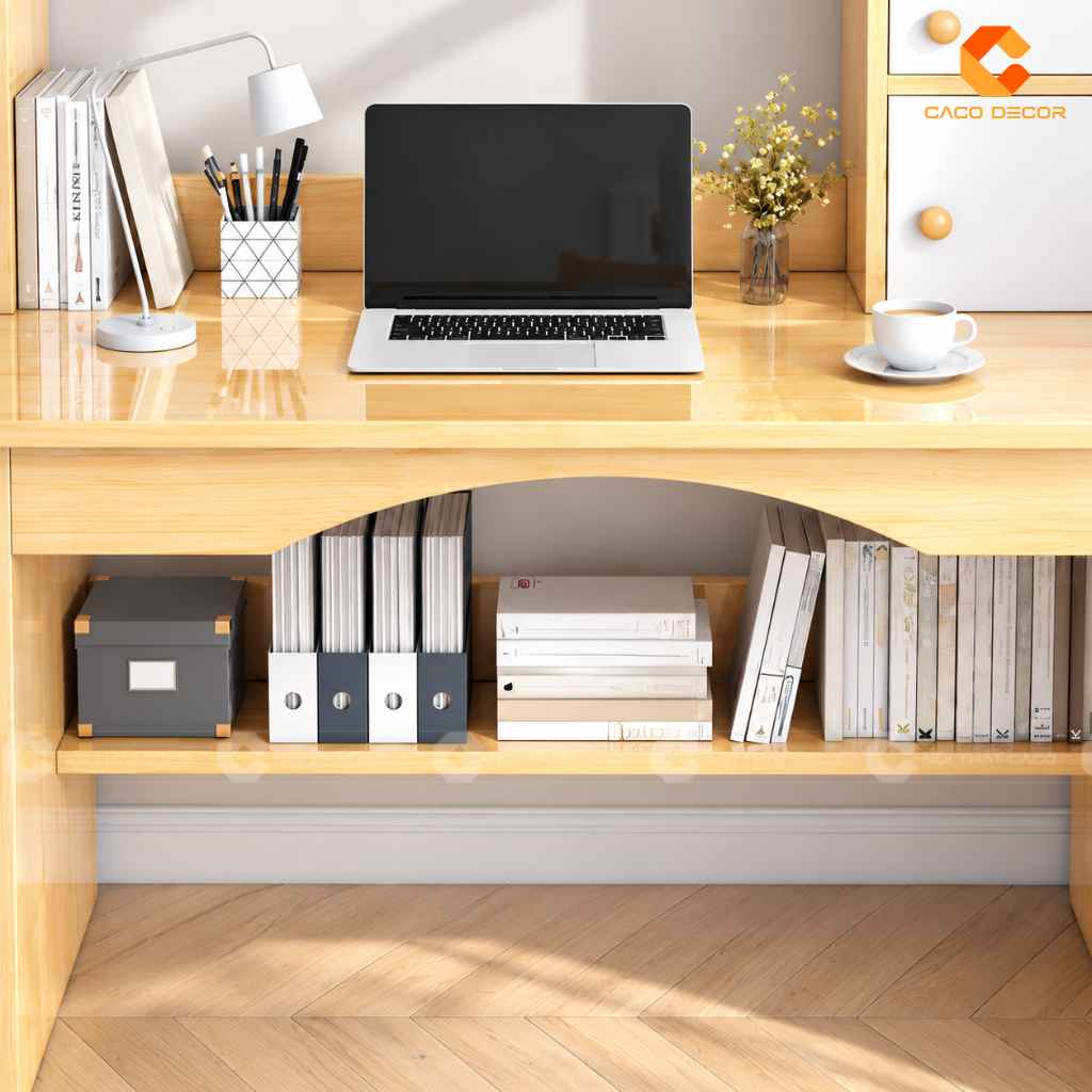 Bàn Học Trẻ Em Gỗ Tự Nhiên BHTE050 Kèm Kệ Tiện Dụng 1