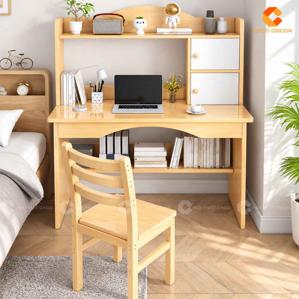 Bàn học trẻ em gỗ tự nhiên BHTE050 kèm ghế trong phòng ngủ