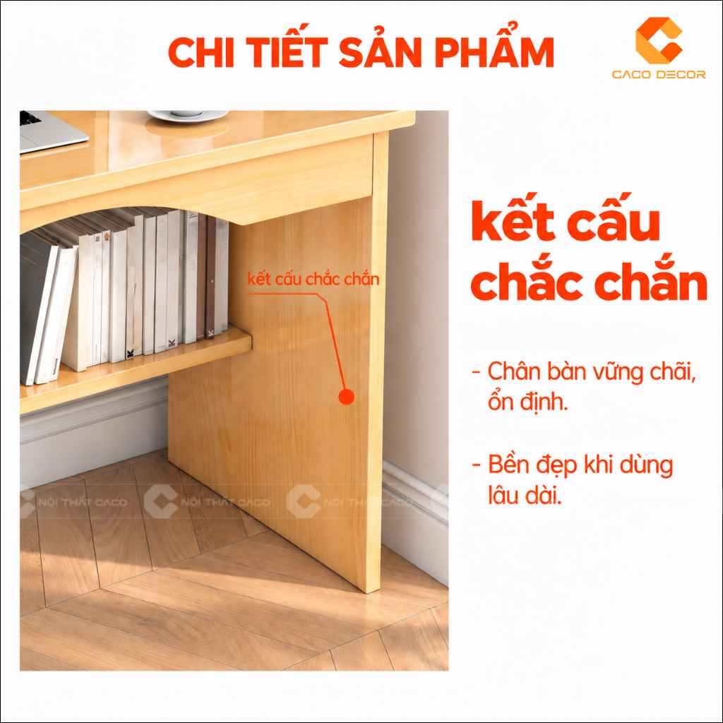 Kết cấu chắc chắn của bàn học trẻ em gỗ tự nhiên BHTE050
