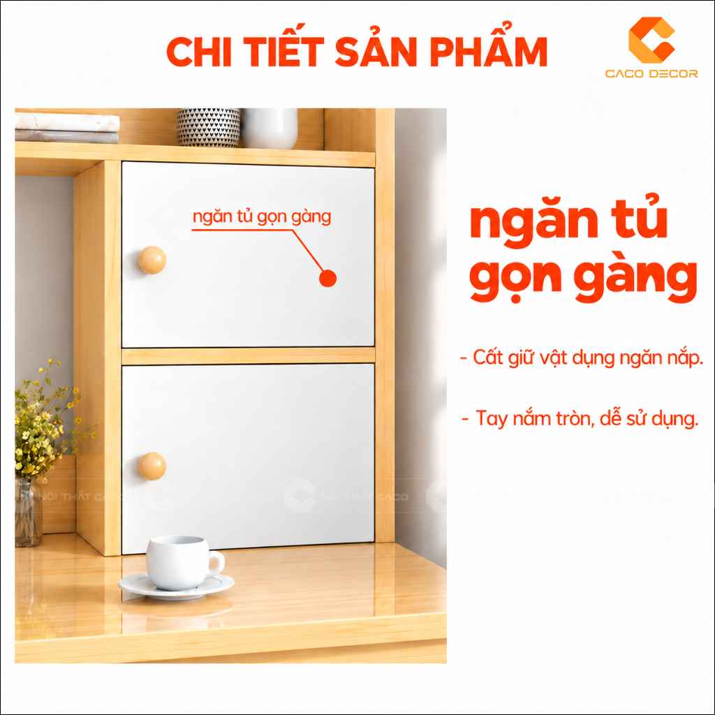 Ngăn tủ gọn gàng của bàn học trẻ em gỗ tự nhiên BHTE050