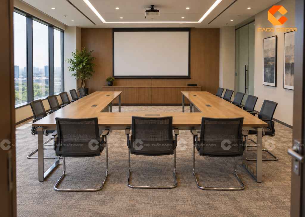 Bàn Họp Chữ U Đẹp: Mẫu 10-30 Người, Cách Bố Trí 6
