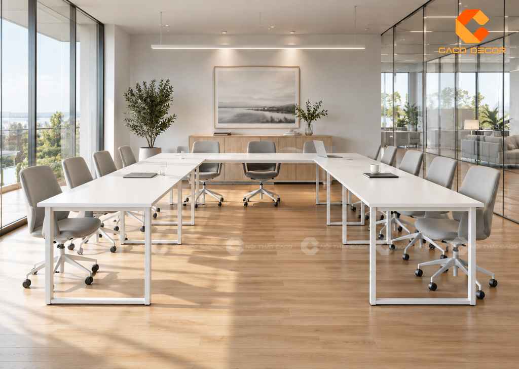 Bàn Họp Chữ U Đẹp: Mẫu 10-30 Người, Cách Bố Trí 15