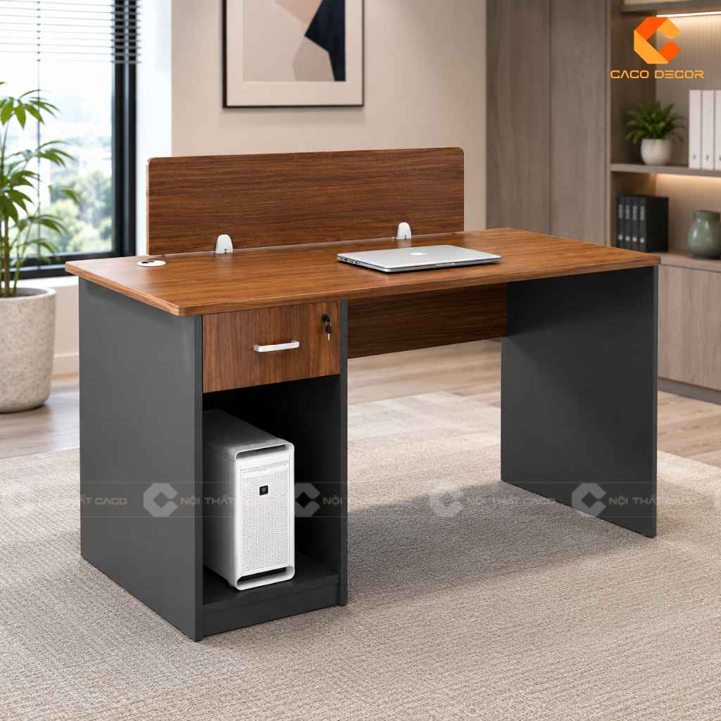 Bàn làm việc 1m2 có vách ngăn và khoang đặt CPU