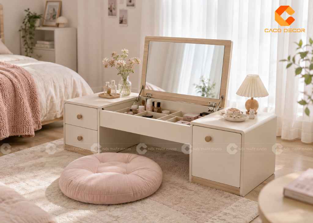 25+ Mẫu Bàn Trang Điểm Ngồi Bệt Đẹp, Gọn Cho Phòng Nhỏ 11