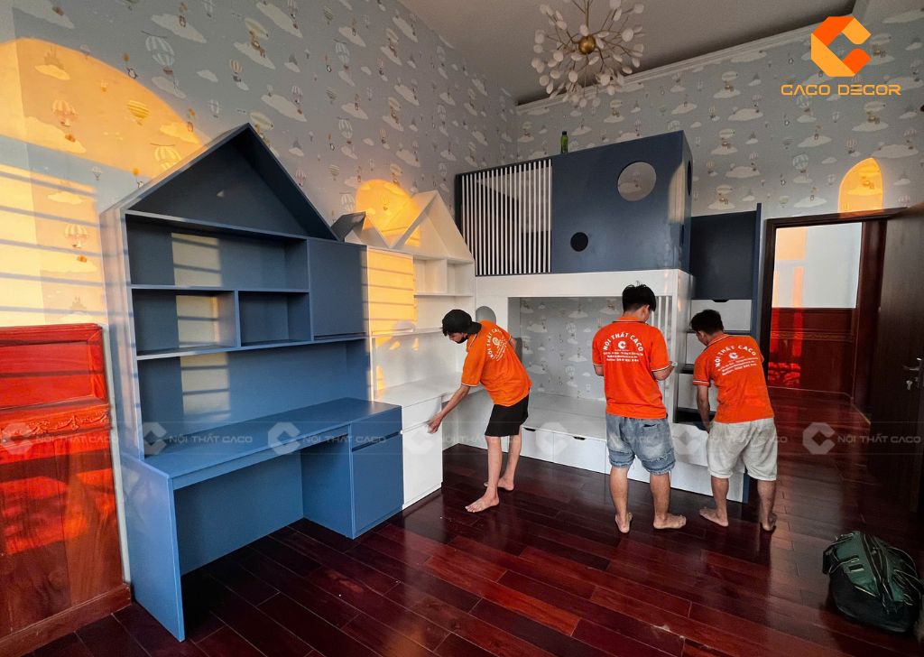 Phòng ngủ 2 bé 10m2 do CaCo thiết kế thi công hoàn thiện