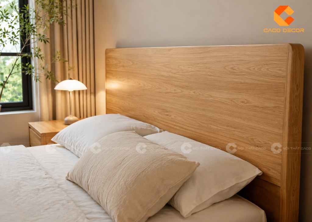Cận cảnh đầu giường gỗ 1m8 thiết kế hiện đại