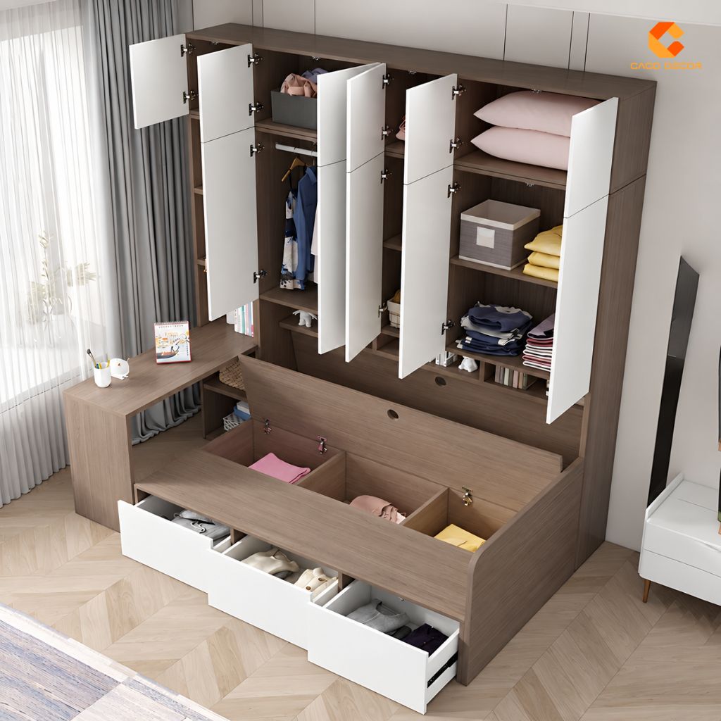 Giường Ngủ Gỗ Công Nghiệp Tích Hợp Tủ Thông Minh - GN084 3