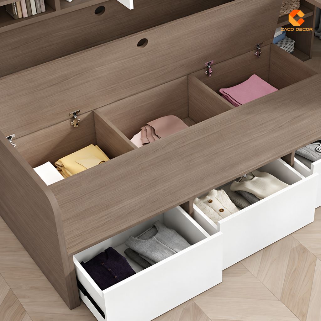 Giường Ngủ Gỗ Công Nghiệp Tích Hợp Tủ Thông Minh - GN084 4