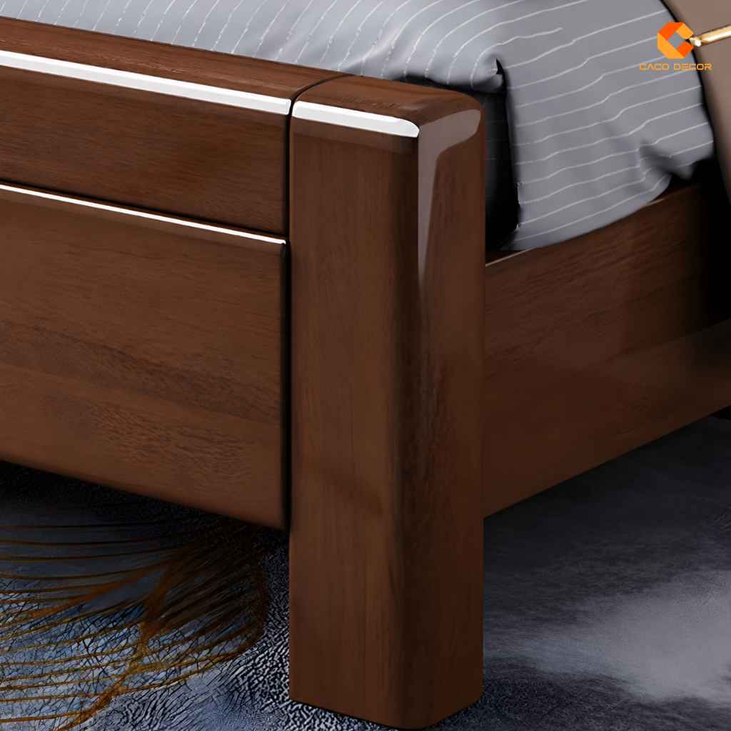 Giường Ngủ Gỗ Tự Nhiên Màu Nâu Sang Trọng - GNTN05 5