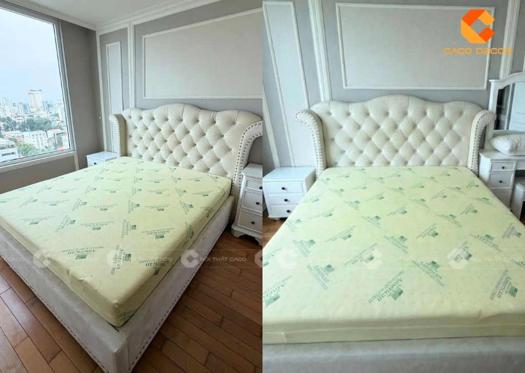Giường ngủ tân cổ điển do CaCo thiết kế & thi công hoàn thiện
