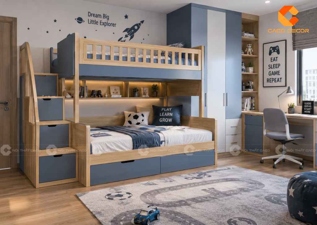Giường Tầng 1m8x2m Cho Bé: 20+ Mẫu Đẹp, Chất Lượng 2026 3