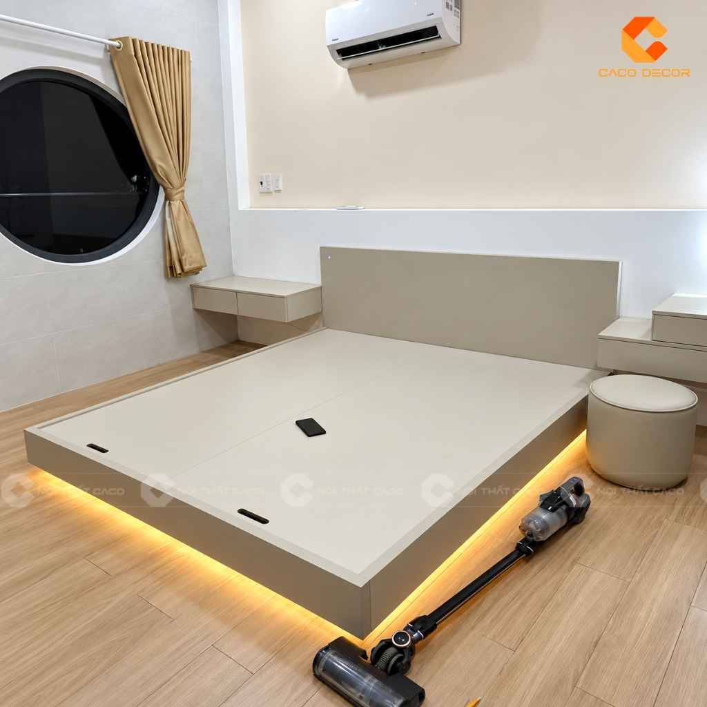 Hoàn thiện giường ngủ 1m6 có LED cho anh Duy An tại Tây Ninh