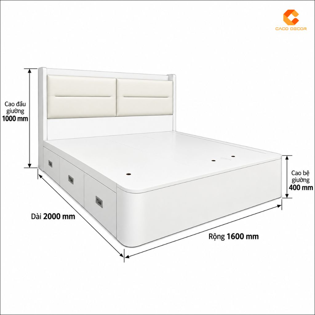 Kích thước giường ngủ gỗ công nghiệp