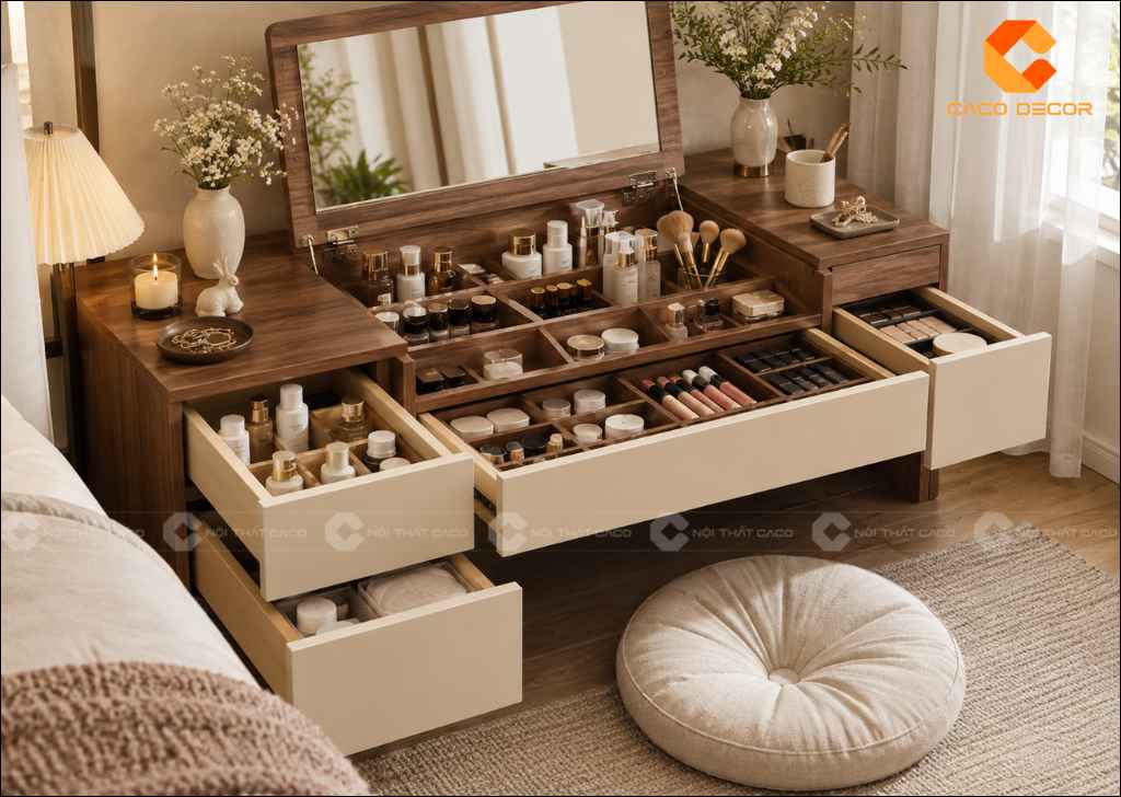25+ Mẫu Bàn Trang Điểm Ngồi Bệt Đẹp, Gọn Cho Phòng Nhỏ 18