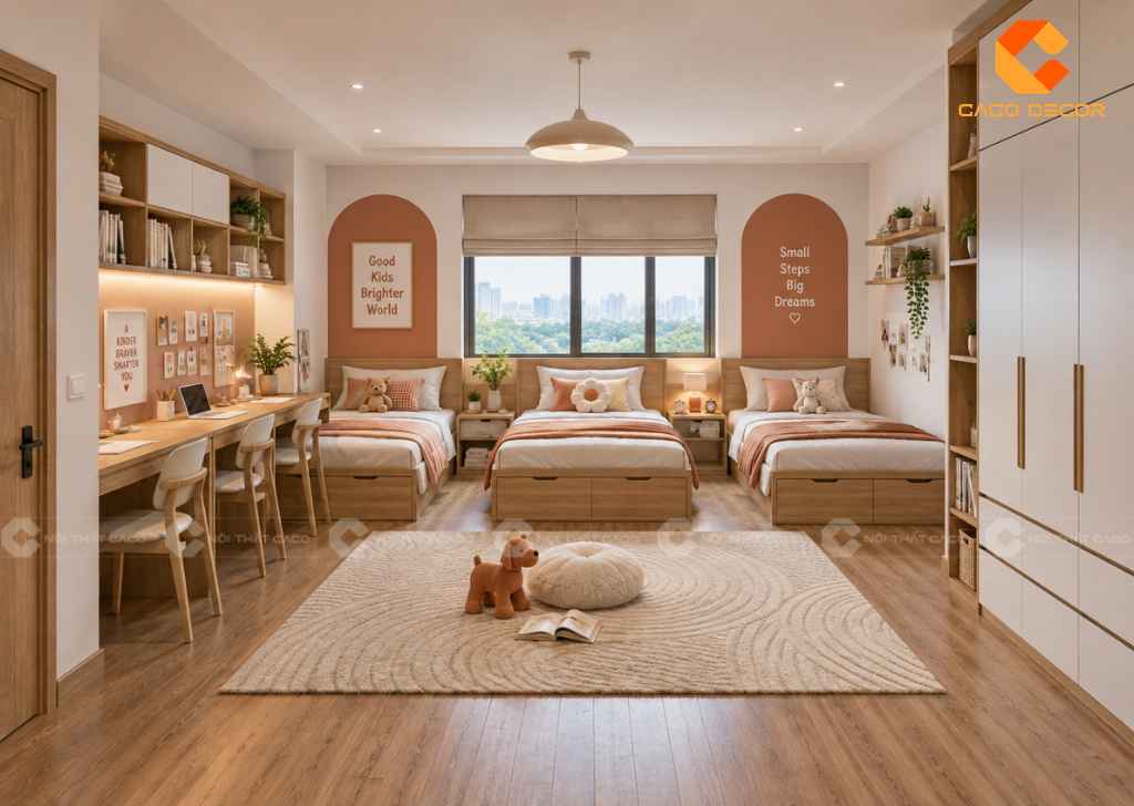 22+ Ý Tưởng Thiết Kế Phòng Ngủ Cho 3 Bé Đẹp, Tiện  1
