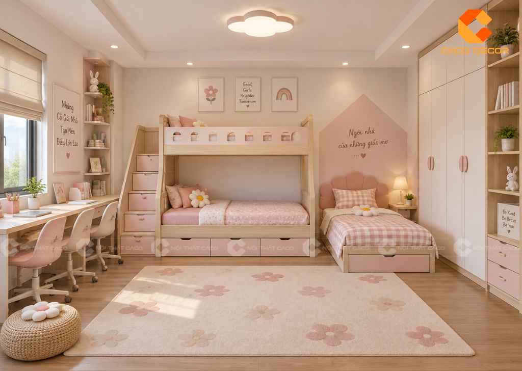 22+ Ý Tưởng Thiết Kế Phòng Ngủ Cho 3 Bé Đẹp, Tiện  13