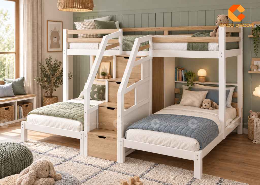22+ Ý Tưởng Thiết Kế Phòng Ngủ Cho 3 Bé Đẹp, Tiện  19