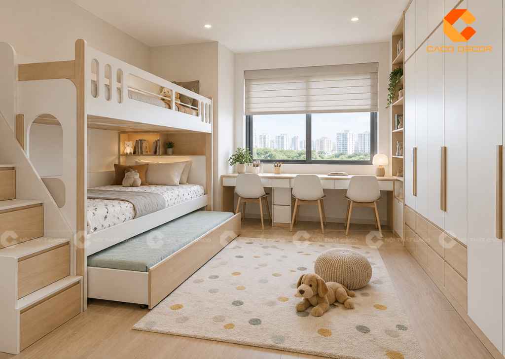 22+ Ý Tưởng Thiết Kế Phòng Ngủ Cho 3 Bé Đẹp, Tiện  23